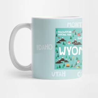 Wyoming Illustrated Map Mug